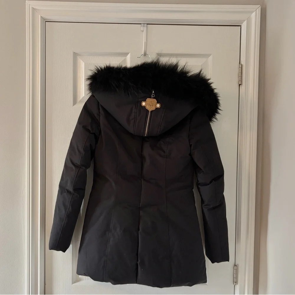 Mackage Signature Collar, All Black Women's Fur Coat - Picture 2 of 4